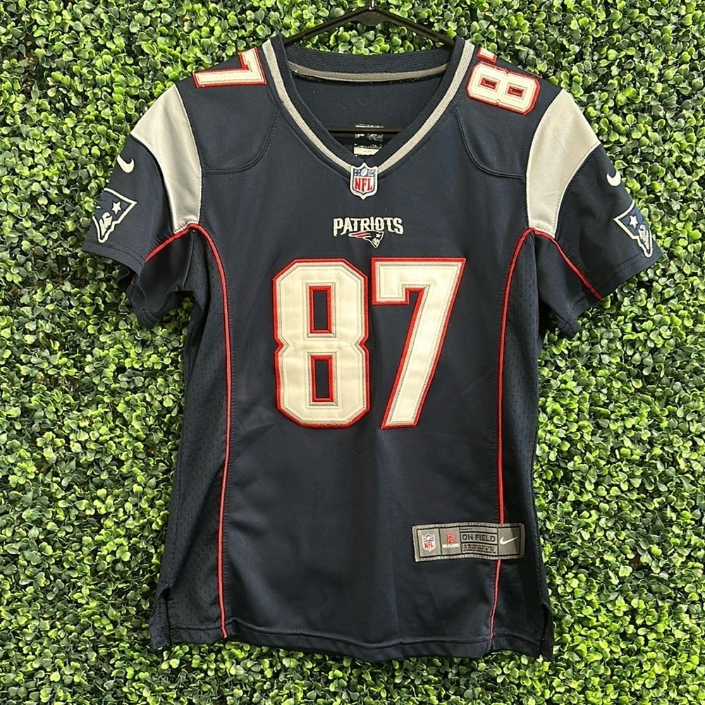 Nike New England Patriots #87 Gronkowski Navy Blue Women's NFL Jersey in small